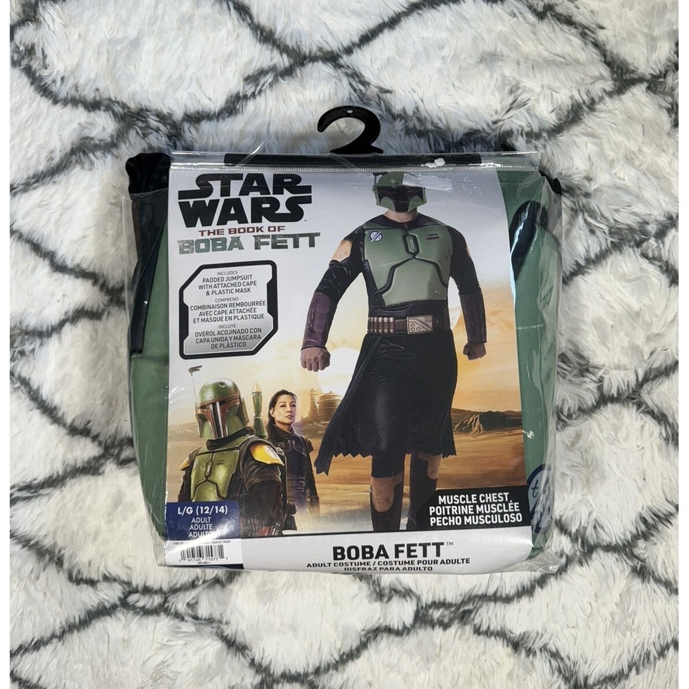 STAR WARS Boba Fett Padded Jumpsuit Cape Mask Costume Cosplay Adult‎ L *NEW*